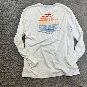 Southern Tide Long Sleeve Graphic T-Shirt White Palm Tree Sz M‎